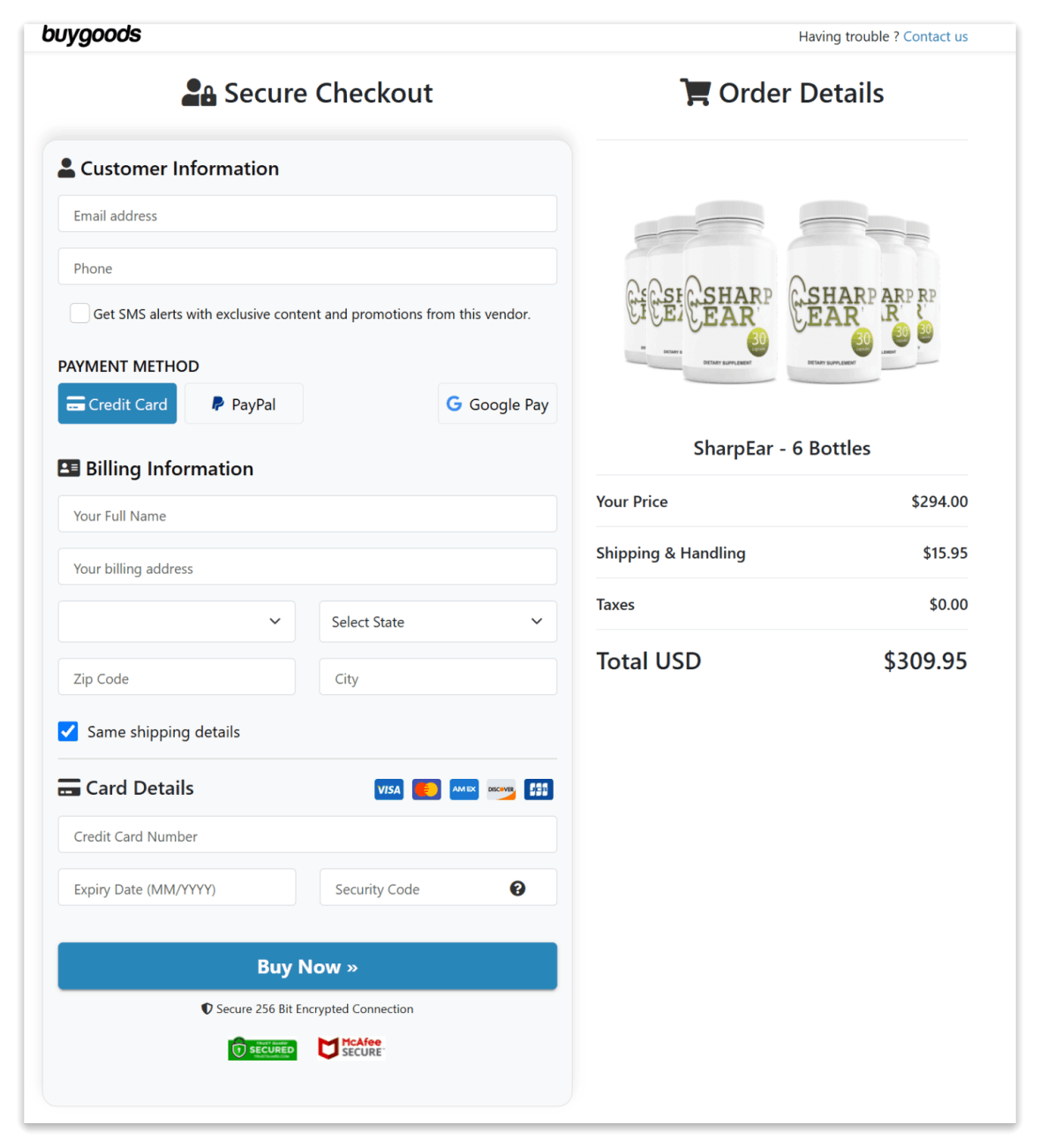 NanoDefense Pro Secure Checkout Page